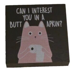 Cat Bathroom Decor Can I Interest You In A Butt Napkin Wood Box Sign Block